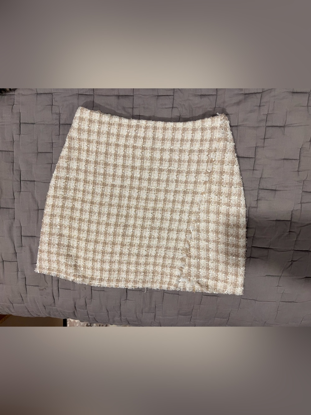 Lulu's Cream and Tan Tweed Pencil Skirt